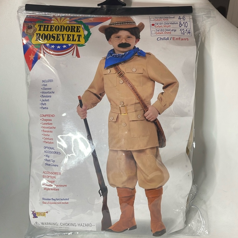 Theodore Roosevelt child’s costume 8-10 Halloween School Plays New